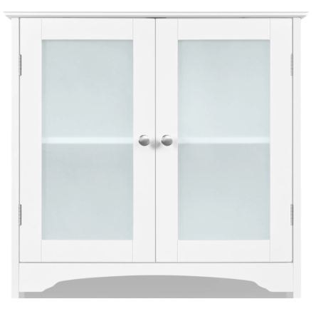 Yaheetech Badkamerkast - Wit - 63 x 30 x 165,5 cm - Glazen Deuren, 4 Lades, Verstelbare Planken