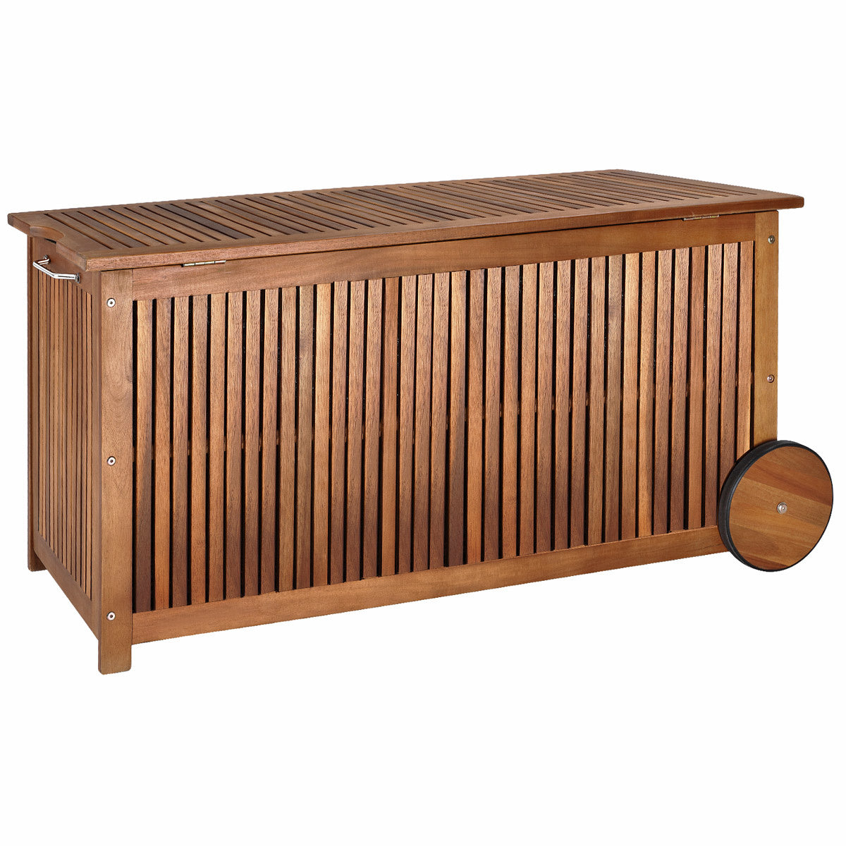 Casaria Opbergbox – Waterdicht Acaciahout met Wielen & Binnenzeil – 117 x 52 x 58,5 cm – Bruin