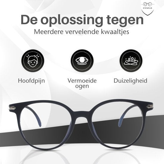 LC Eyewear Beeldschermbril - Blauw Licht Bril - Incl. Brillenkoker - Unisex - Mat Zwart