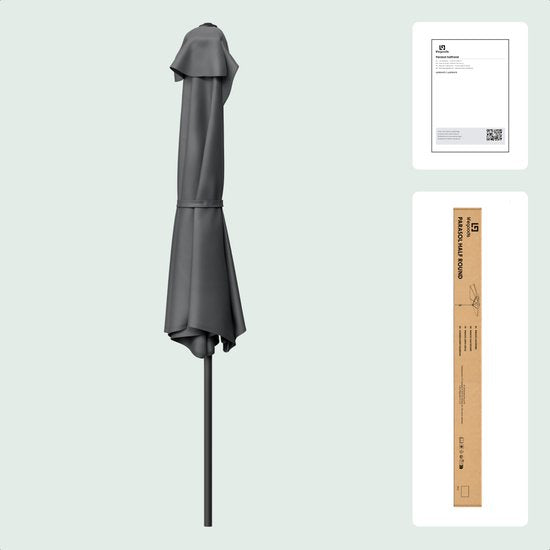 LifeGoods Balkon Parasol - Tuin - 270x135 cm - Halfronde Parasol - Waterdicht - UPF50+ - Donkergrijs