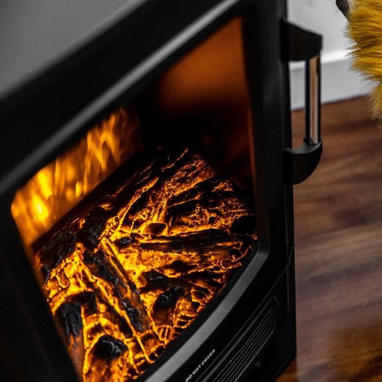 MOA Elektrische Haard EFS183 – Sfeerhaard & Heater – 2000W – Realistische Vlammen – Plek Voor Decoratiehout – Zwart