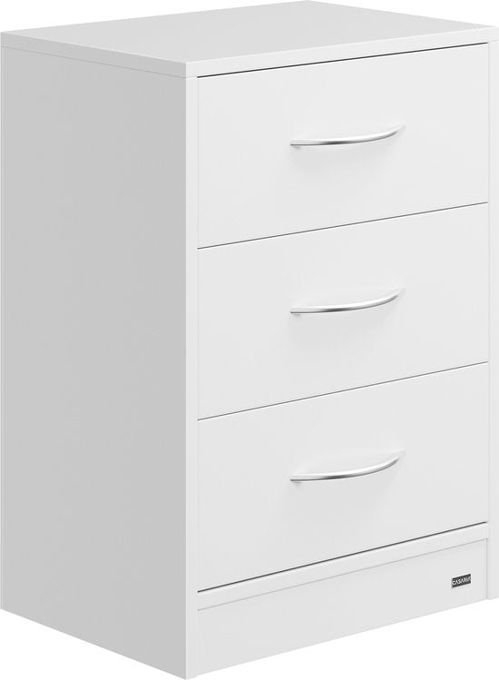 Casaria Nachtkastje Eloise – 3 Laden 54x39x28cm – Wit