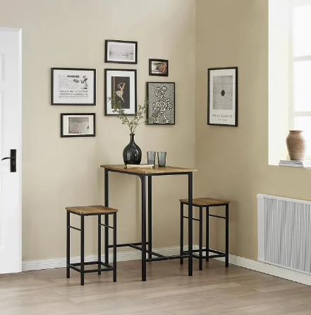SoBuy Bistrotafel - 3-Delig - Tafel - 2 Stoelen - Bartafelset - Eettafel - OGT10-PF