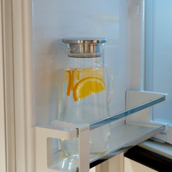 alpina Glazen Waterkan 1.4L - Schenkkan met RVS Deksel en Filter - Karaf van Borosilicaatglas - Transparante Kan voor Koude en Warme Dranken