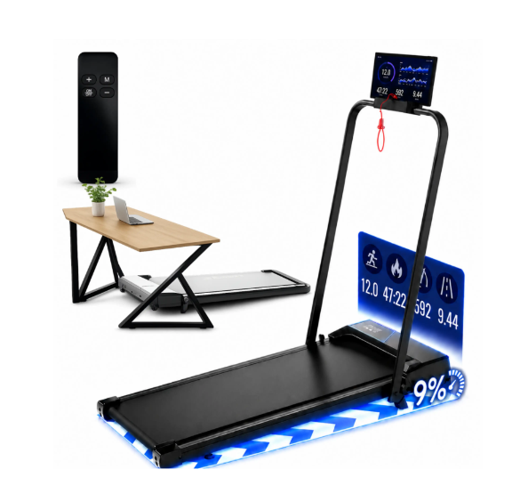 Sportfloww Elektrische Loopband - 1-12 km/u - 9% Helling - Inklapbaar - App & Afstandsbediening - Zwart