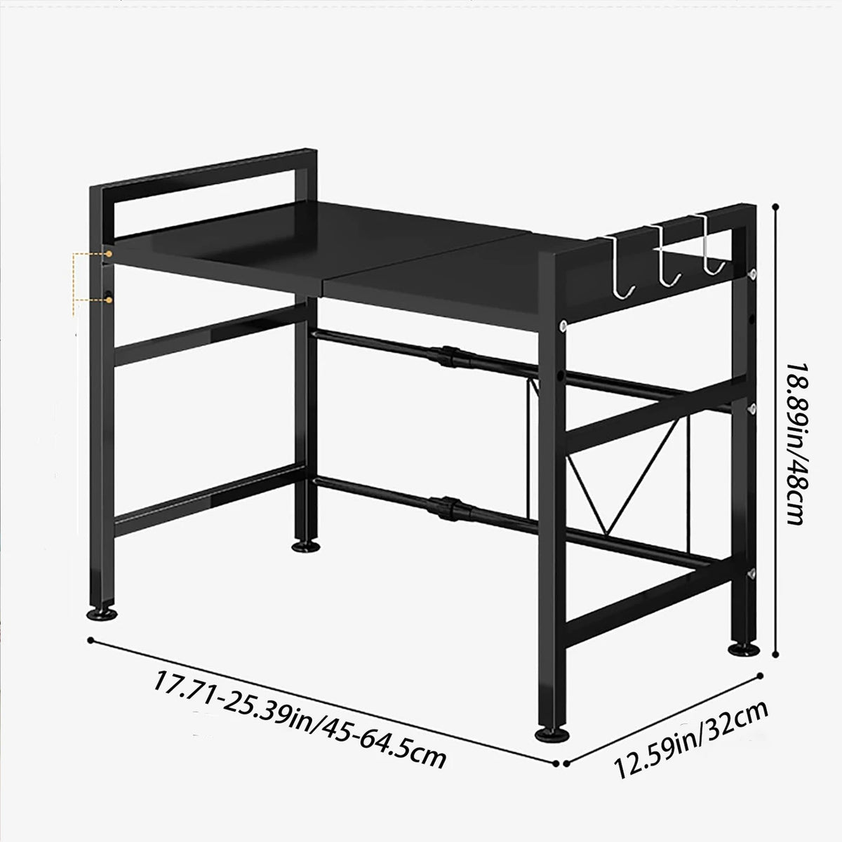 SRD Verstelbare H-vormige Magnetronplank - Zwaar IJzer - Zwart - Ruimtebesparende Keuken Organizer