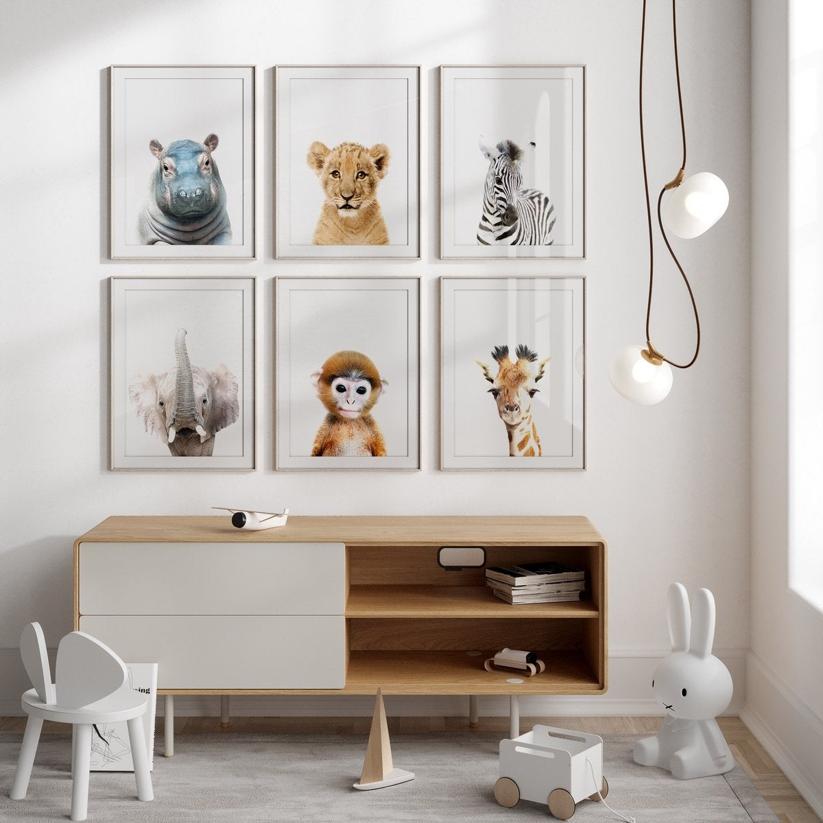 Generic | Safari Posters met Dieren voor Kinderkamer - 6 Posters - 21 x 30cm