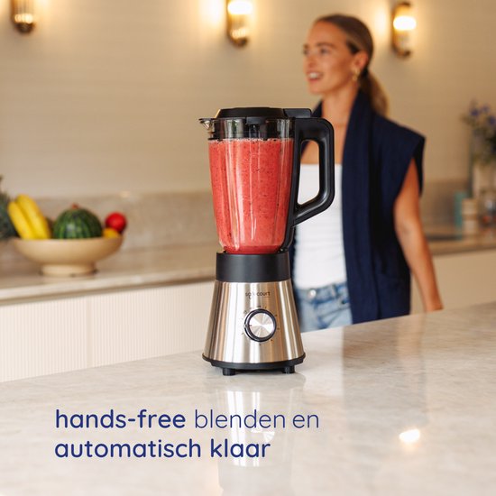 Safecourt Keuken Power blender - 5 automatische programma's - Smoothie maker - +2 to go bekers - RVS