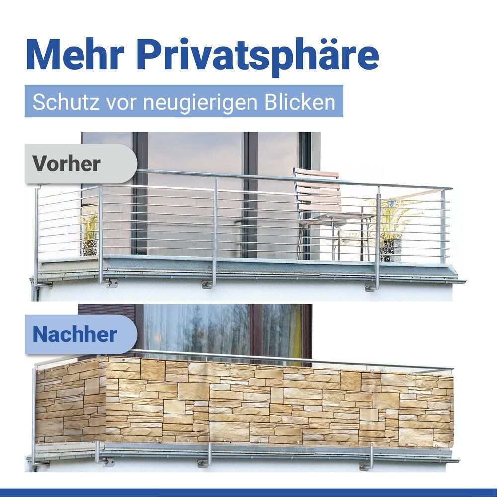 Maximex Balkonscherm Muurmotief - 85 x 500 cm - UV- en Weerbestendig