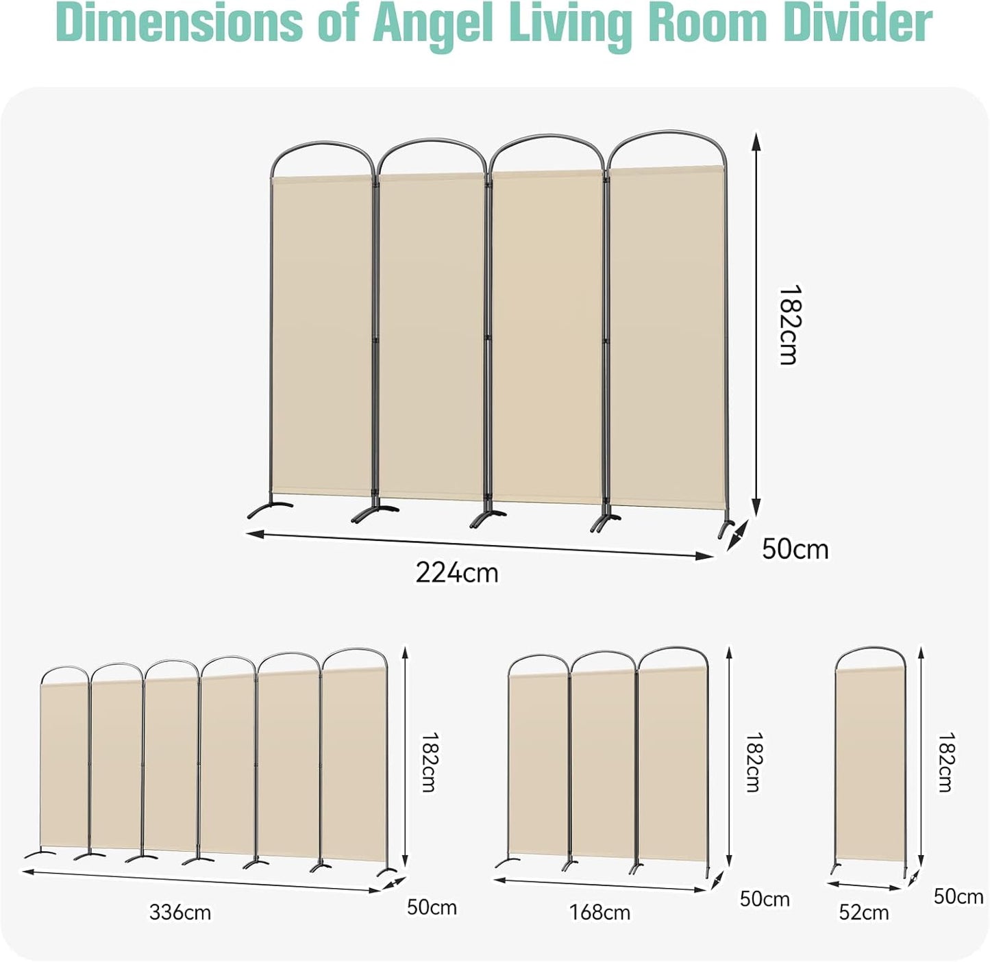 Angel Living Paravent - 4-delig - Opvouwbaar - 160g/m² Polyester - Stalen Frame - Ruimteverdeler & Inkijkbescherming - Beige