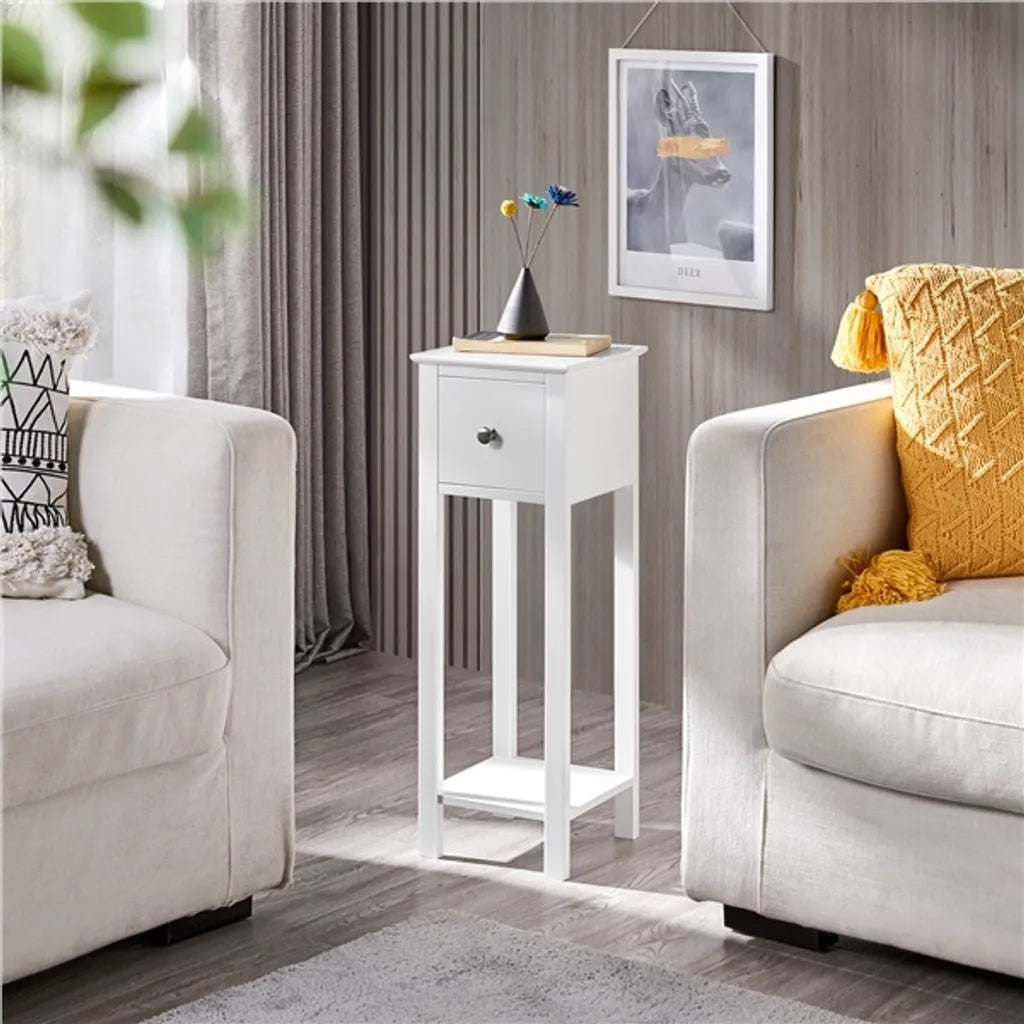 Yaheetech Set van 2 Nachtkastjes met Lade en Open Vak - Wit - 25 x 25 x 70 cm