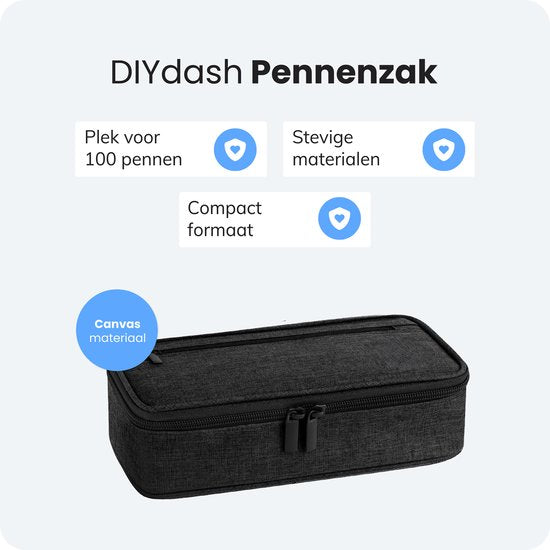 Diydash Etui - Pennenzak - Pennenetui - Schooletui - Grote Etui - Schoolspullen - Trousse Scolaire - Voor meisjes, jongens en volwassenen - Zwart