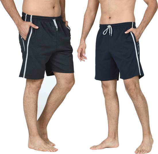Comfort Essentials - Korte Broek Heren - Shorts Heren - 2pack - Navy/Antraciet - XXL