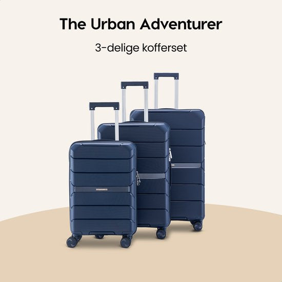 SC Urban Adventurer - Kofferset - 3-delig - Cijferslot - 232L - Spinner wielen - Reiskoffer met Kofferslot - Lichtgewicht - Donkerblauw