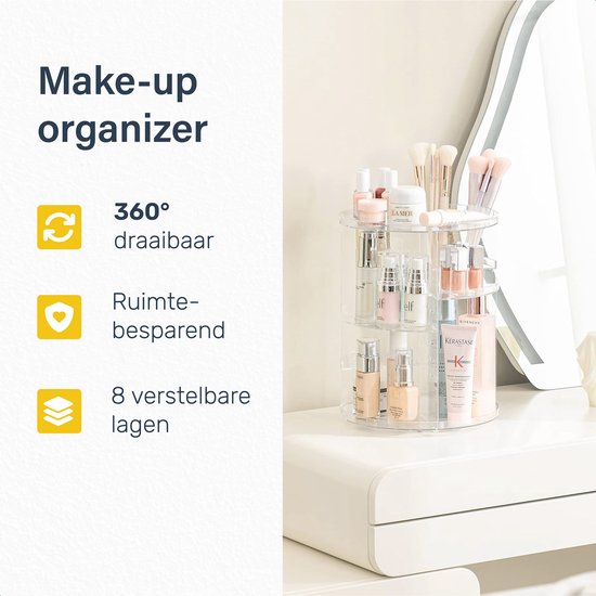 Draaibare make up organizer - Transparant - Draaibaar - Voor - Make-up borstels - Make-up sponsje - Make-up tafel - Doos meisjes - Geschenkset - kinderen set - voor meisjes