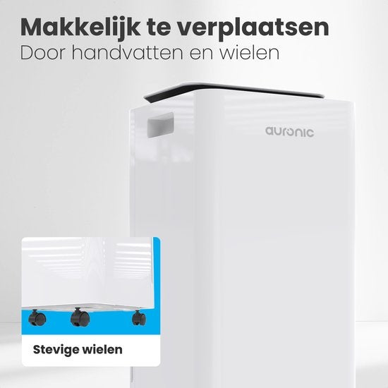 Auronic - Luchtontvochtiger 12L - Met Wasdroogfunctie, Luchtreiniger, 185W, Fluisterstil (36 dB), Geschikt voor 48 m³ - Wit