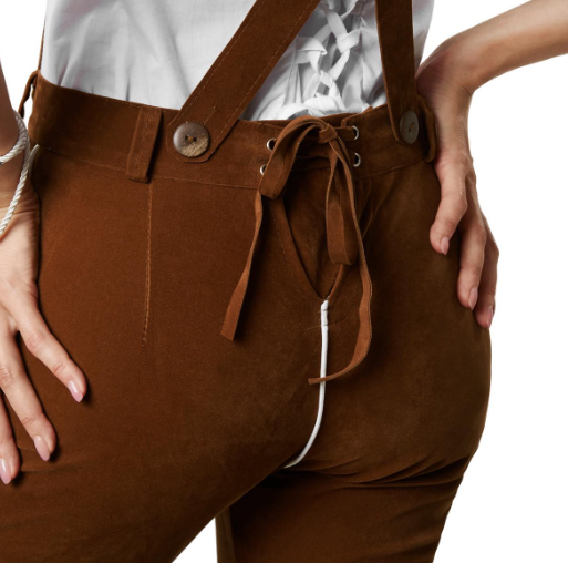 dressforfun Lederhose Walchensee - Maat L - Bruin - Kniehoogte - Met Bretels