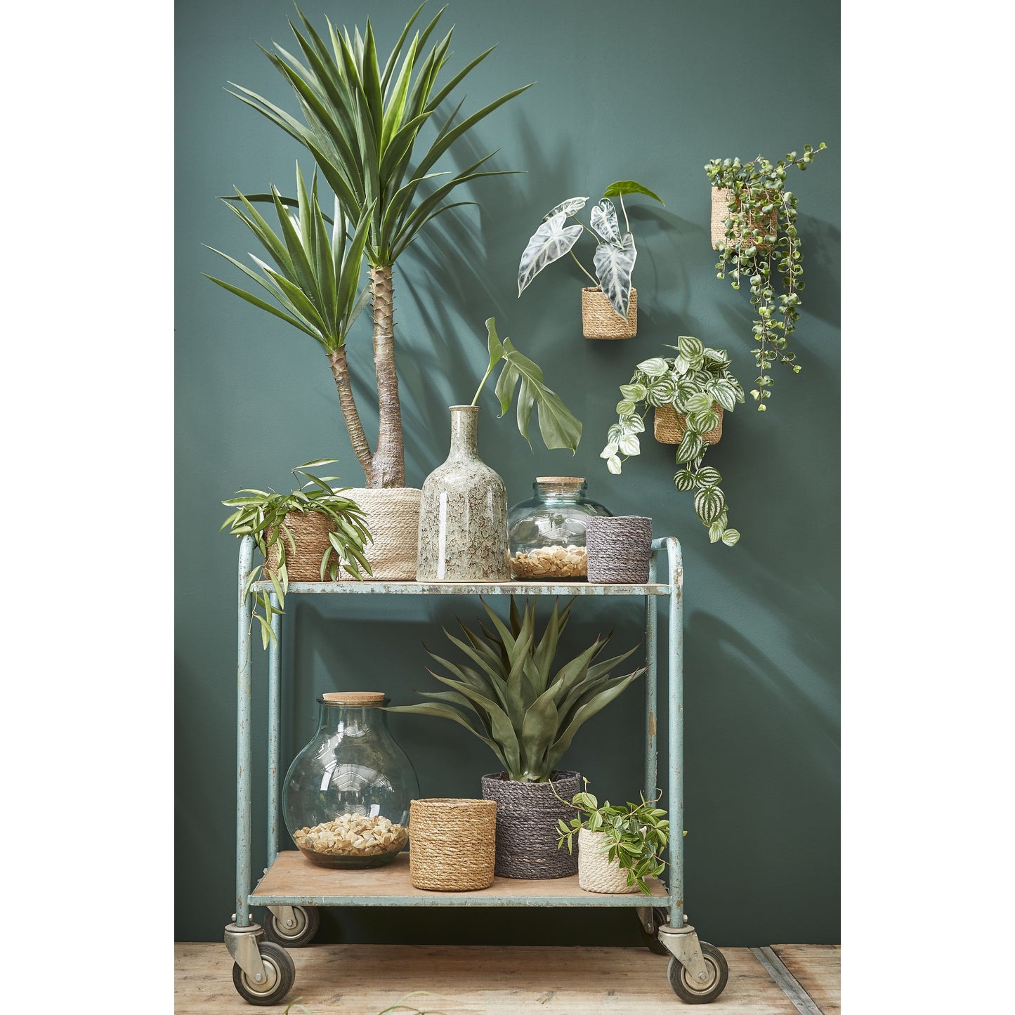 Mica Decorations Atlantic Plantenmand – H 20 x Ø 20 cm – Handgemaakt Jute – Crème – Met Plastic Voering