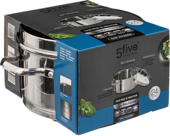 Pan met deksel rvs 24 cm zilver zilver