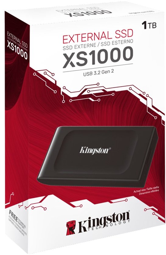 Kingston XS1000 Serie - Externe SSD - 1TB - Snelle Overdracht - USB-C