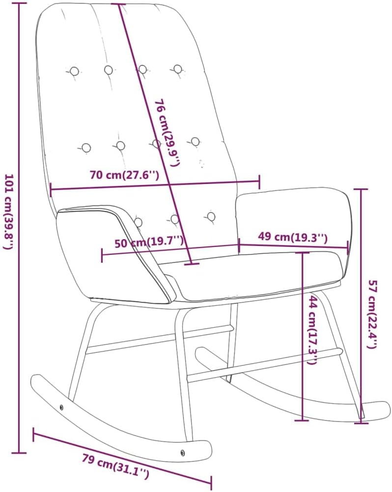 VidaXL Schommelstoel met stoffen bekleding - Zwart - 70 x 79 x 101 cm