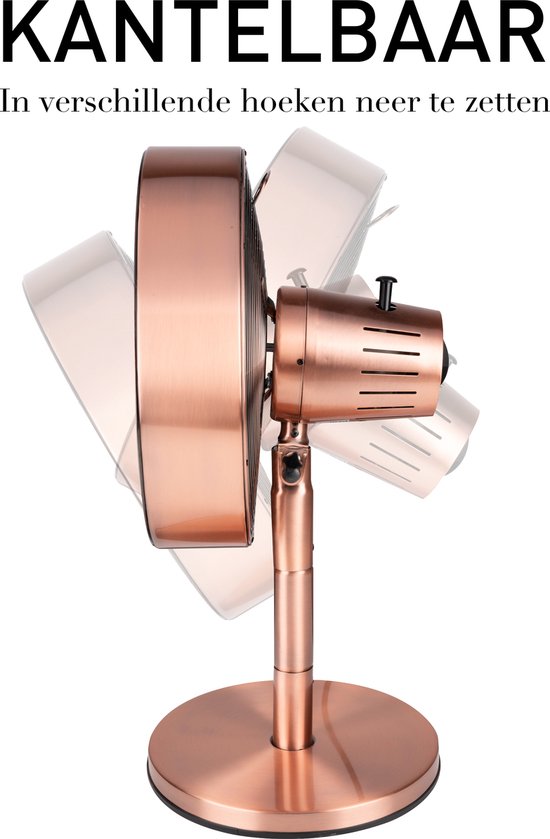 Lifetime Air Tafelventilator - 230V - Bureau Ventilator 30CM - 3 Snelheden - Oscillerende Functie - Kantelbaar - Rosé