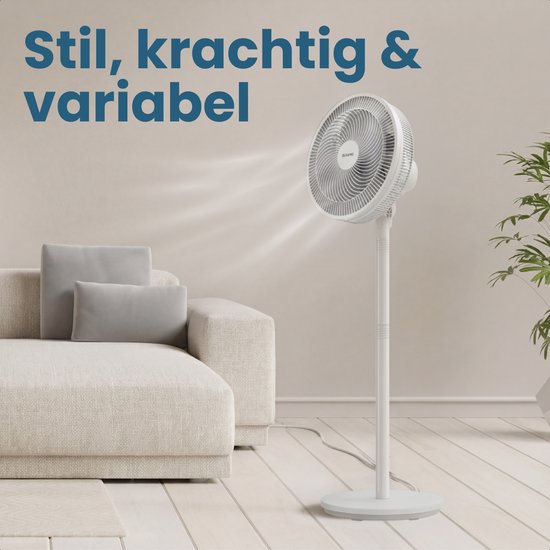 Auronic Staande Ventilator - 3 Snelheden - 85° Oscillatie - Verstelbaar 70-116 cm - Wit