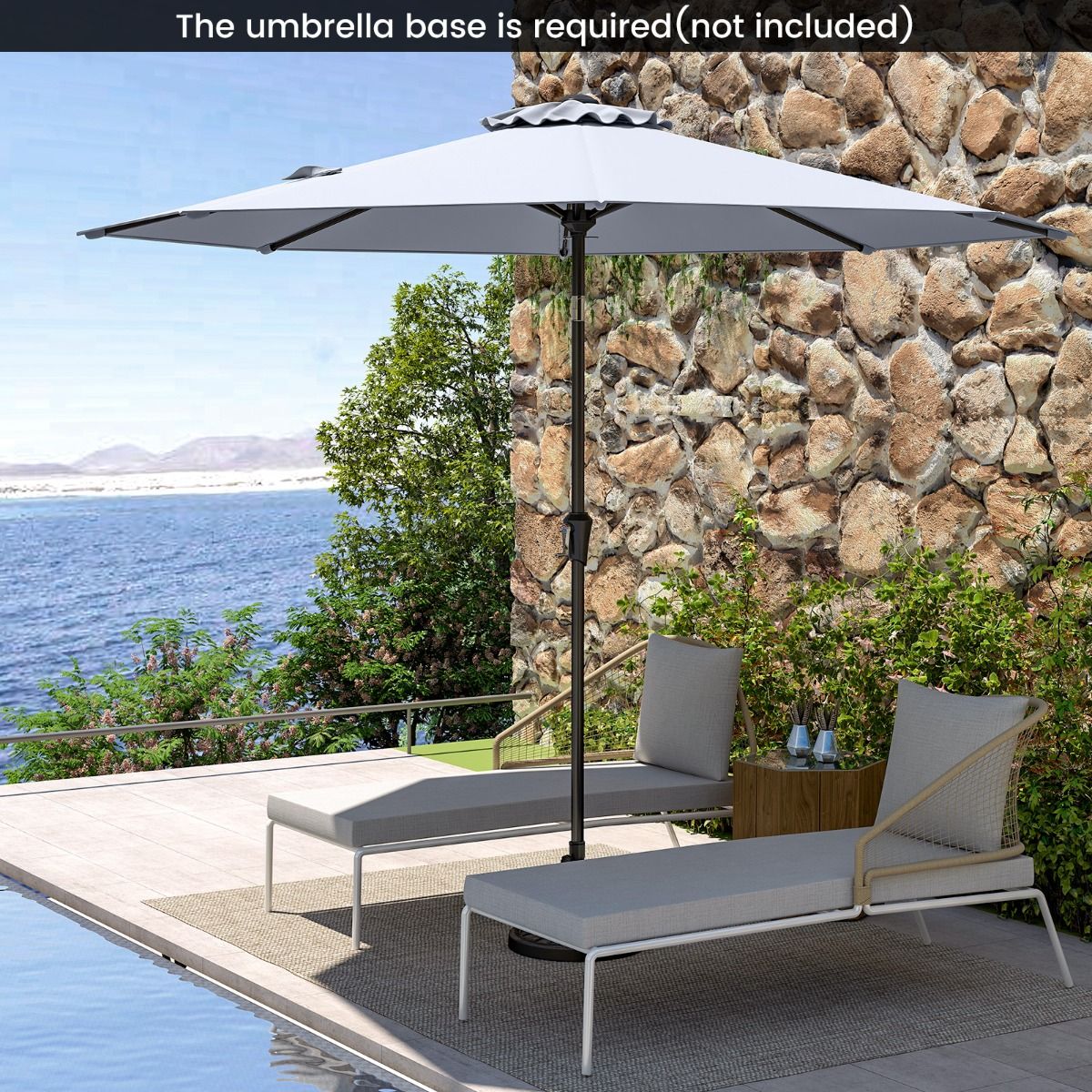 Coast Terrasparasol 270 cm Grijs – Kantelbaar Marktscherm met Zwengel en Geventileerd Dak