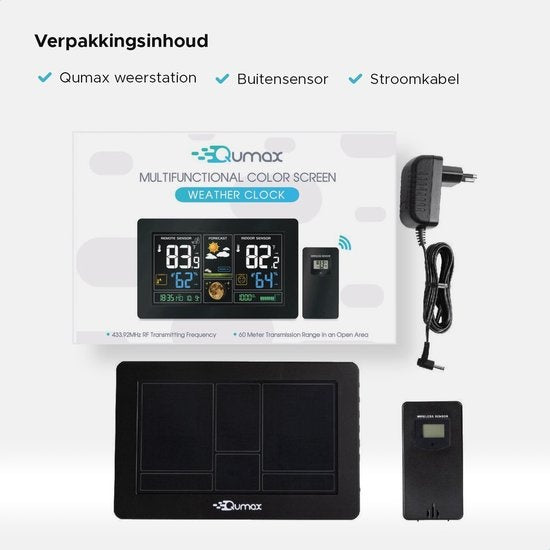 Qumax Draadloos Weerstation binnen en buiten - Hygrometer & Thermometer
