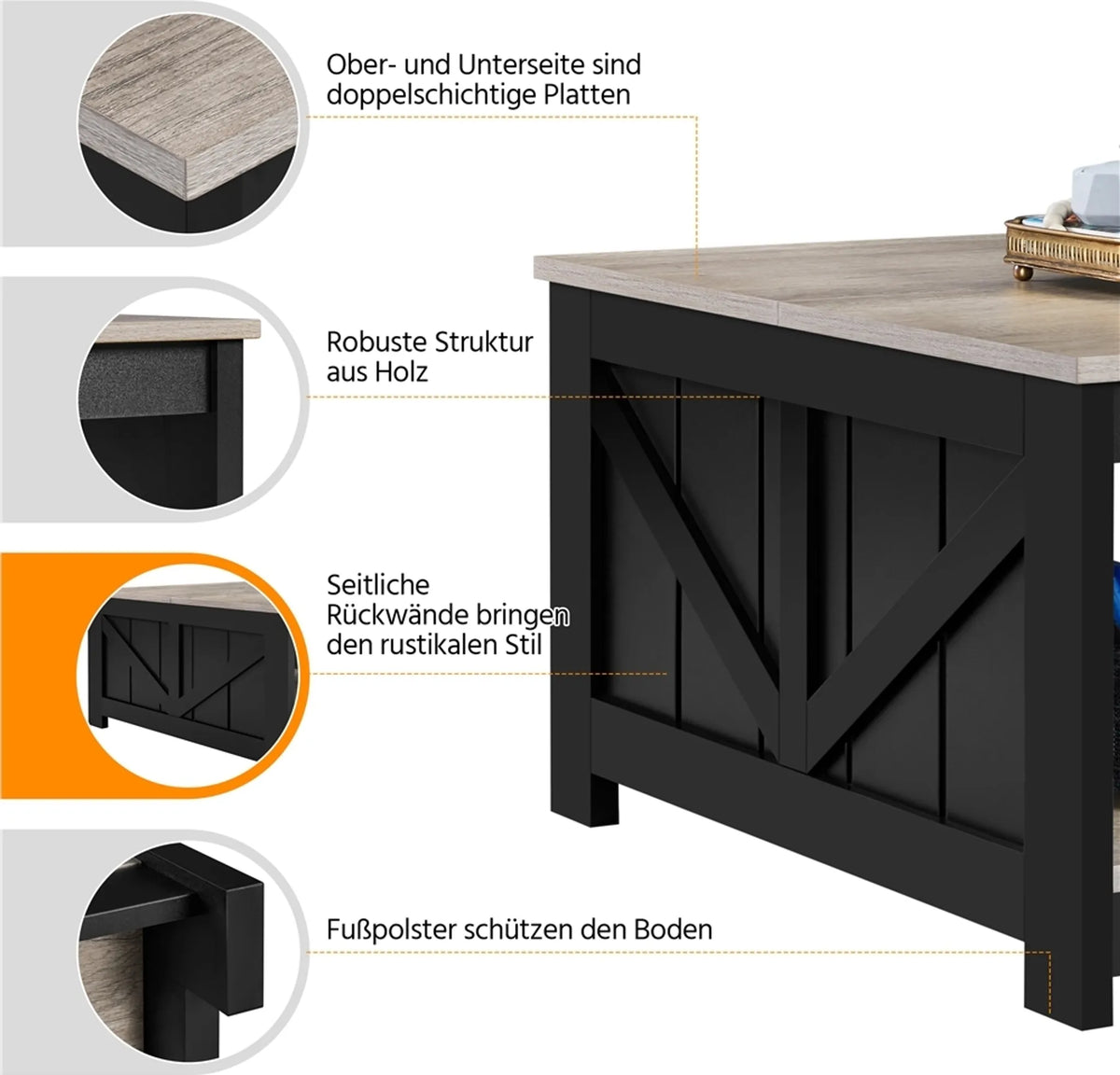 Yaheetech Salontafel Vierkant – 80 x 80 x 45 cm – Voorzien Van Ruim Opbergvak En Schuurdeur-Design En Houtnerf Fineer – Voor Woonkamer En Zithoek – Grijs E1 MDF