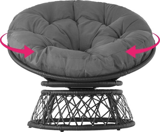 tectake® - Wicker papasan fauteuil Gargano zwart - 403552 - poly-rattan