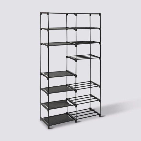 Modulair schoenenrek 8 etages voor 32 paar Five® - Zwart - Eenvoudig monteerbaar
