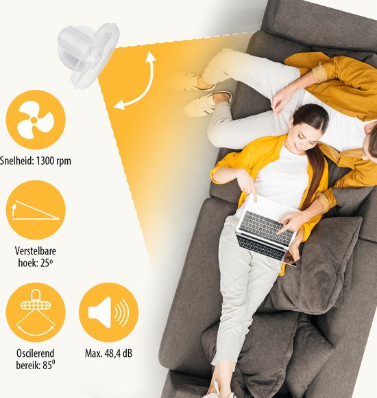 Tristar Tafelventilator 30 cm – 3 Snelheden – 85° Oscillatie – Verstelbare Luchtstroom – VE-5724 – Wit