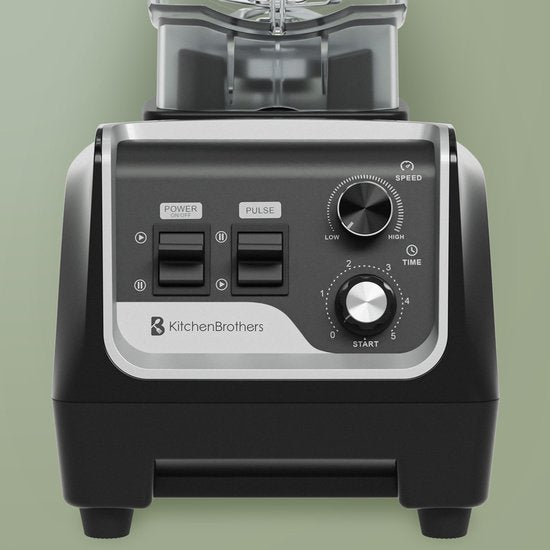 KitchenBrothers Power Blender - 1600W - 2L - Smoothie Maker - IJscrusher - Metallic Zwart