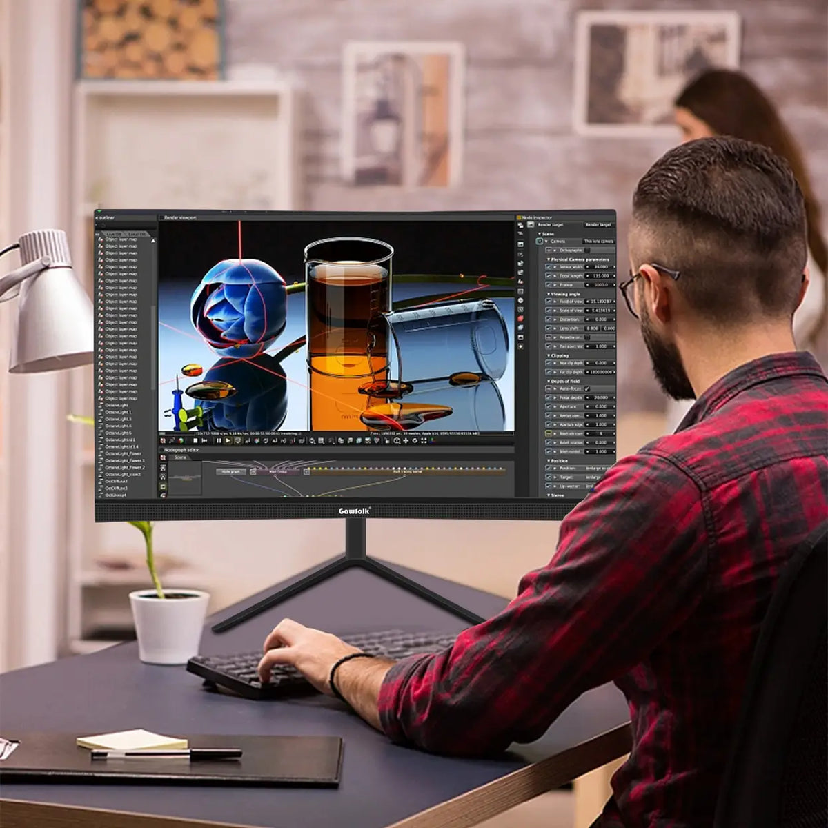 Gawfolk Gebogen Monitor GF220C - 22 Inch - Full HD 1920 x 1080 - 75 Hz - VA-paneel - HDMI & VGA - Zwart