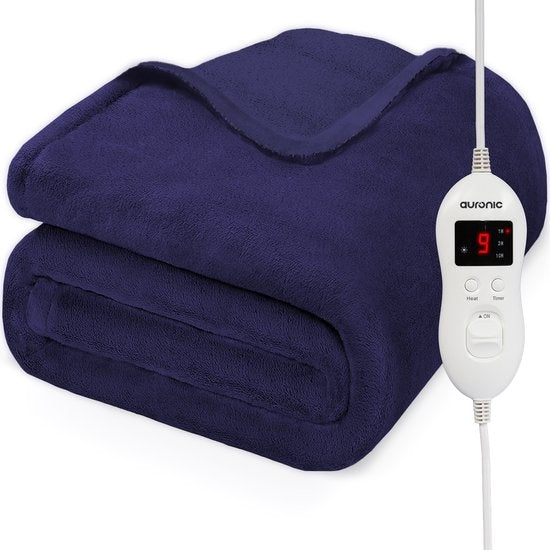 Auronic Elektrische Deken - Warmtedeken - 9 Warmtestanden - 2 Persoons - 200x150 - Blauw