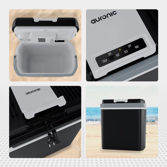 Auronic Koelbox Elektrisch 12V en 230 volt - 20L - Camping Koelkast - Auto - Koelen en Verwarmen - Frigobox - Zwart