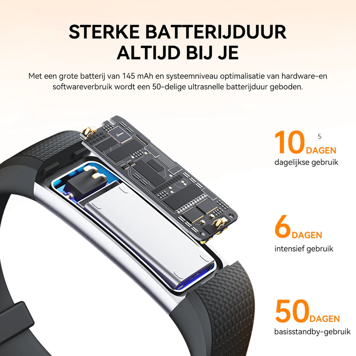 Fittek S5 Activiteitentracker - Zwart - 0.96" TFT, IP68, Bluetooth 5.3