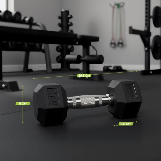 VirtuFit Hexa Dumbbell Pro - 5 kg - Hexagon Dumbbell - Duurzaam en Slijtvast - Krachttraining - Gewicht - CrossFit & Fitness - Geschikt voor Beginners en Professionals - Per Stuk Verkocht