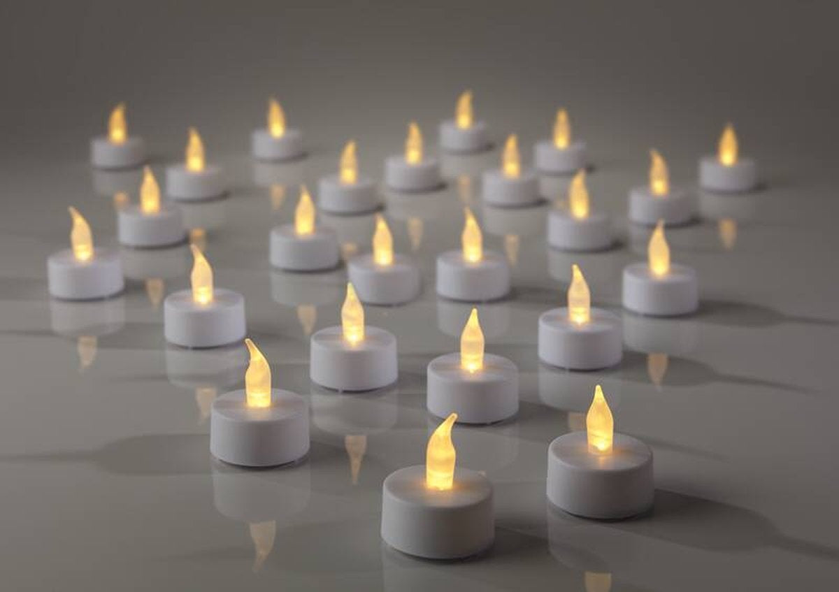Ambiance light waxinelichtjes/theelichten - 24 stuks - LED - batterijen - kunststof - D3,8 cm