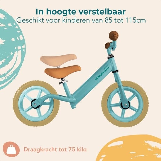 LifeGoods KiddyCruiser Loopfiets - 2 jaar - Jongens en Meisjes - Balance Bike - Mintgroen