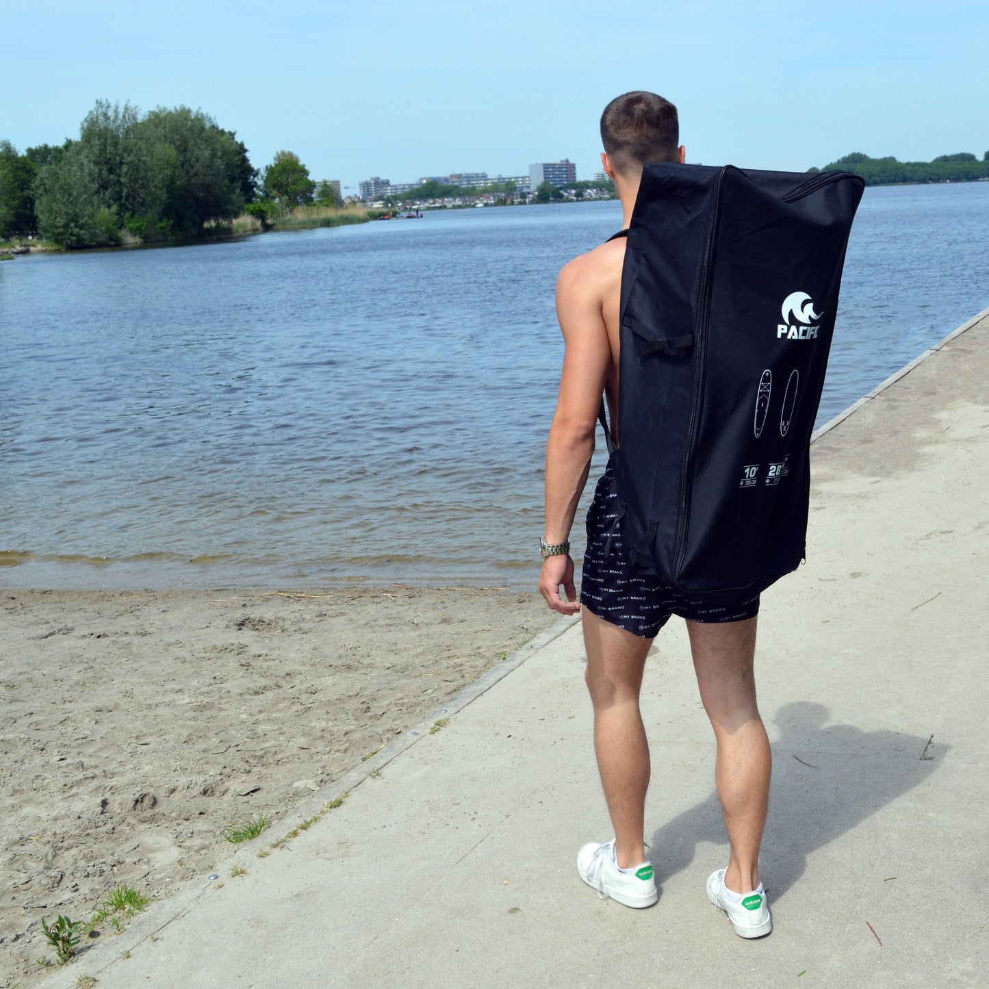 Pacific Special SUP Board Opblaasbaar Stand Up Paddle – Voorzien Van Dubbelwerkende Handpomp En Verstelbare Aluminium Peddel En Comfortabele Rugzak – Voor Beginners En Kinderen – Groen EVA En Aluminium – 305 cm