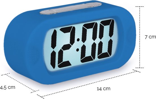 JAP AP17 digitale wekker - Stevige alarmklok - Met snooze en verlichtingsfunctie - Beschermhoes van rubber - Blauw