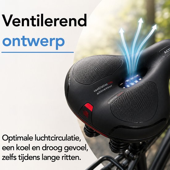 Brixy Ergonomisch Fietszadel - Incl. Zadelhoes - Gelpads & Vering - Reflecterend - Ventilerend - Unisex - Zwart
