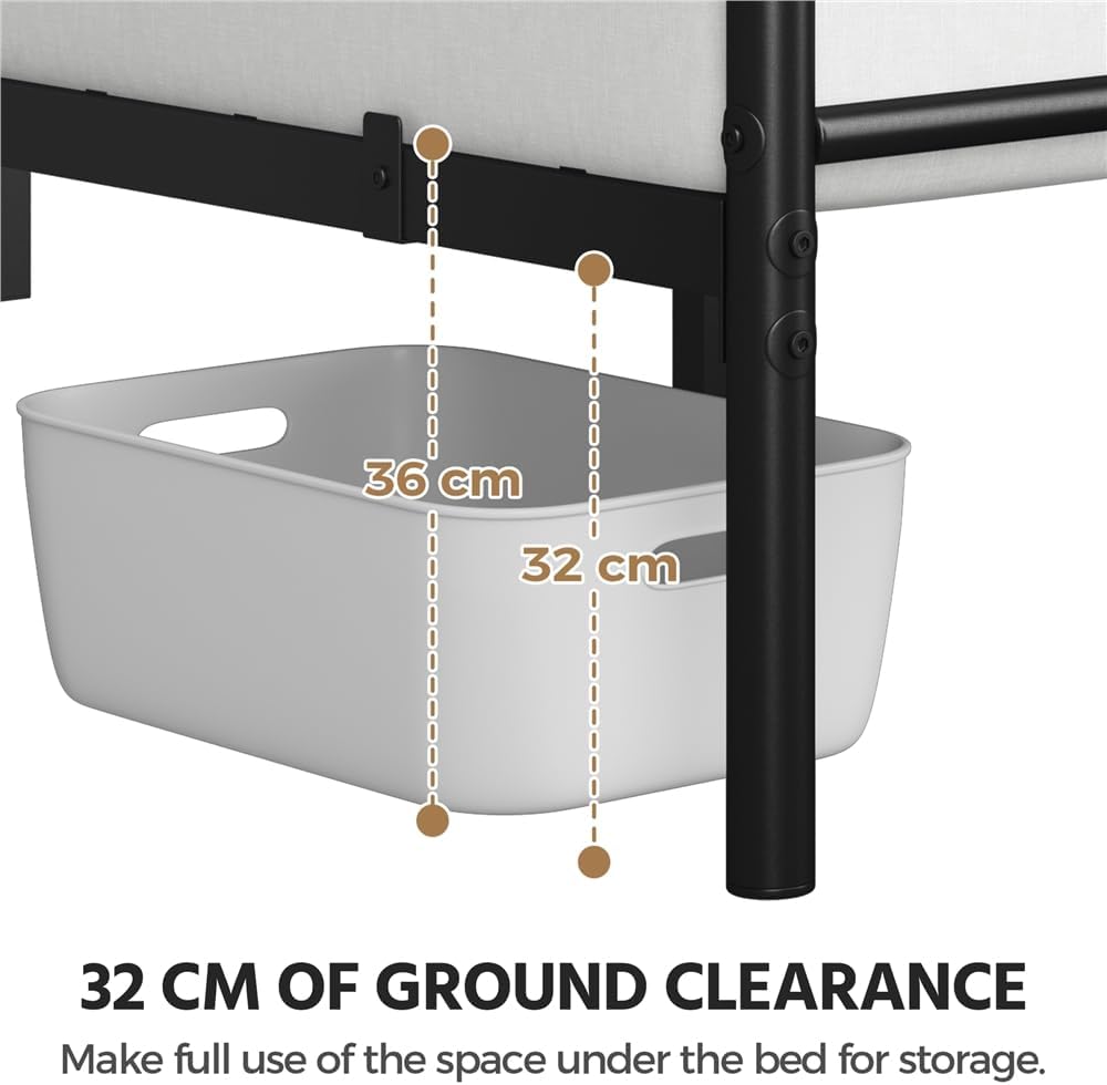 Yaheetech Metalen Bedframe - Zwart - 207 x 162 x 89 cm - Tweepersoons, Matras 160 x 200 cm