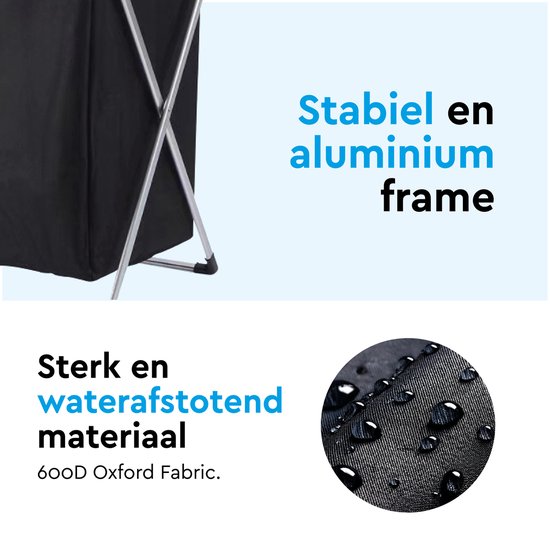 BRASQ Wasmand Opvouwbaar 3 vakken - Wassorteerder 65x39x60 cm - Wasbox Zwart - 118 Liter - Basket