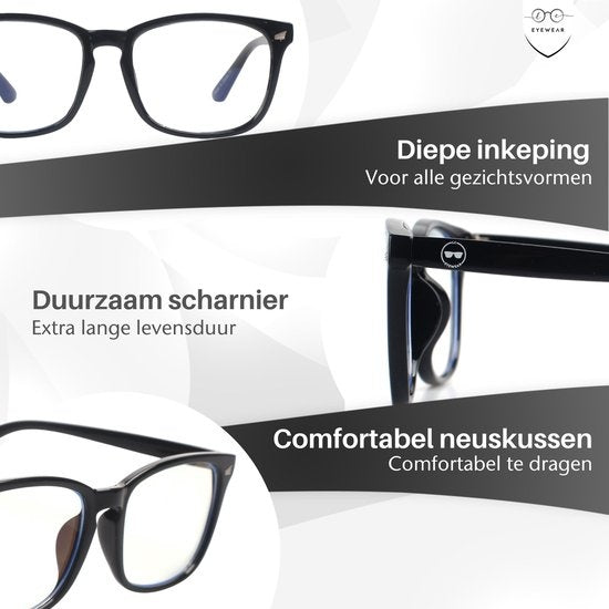 LC Eyewear Computerbril – Blue Light Bril – Blauw Licht Filter – Unisex – Zwart
