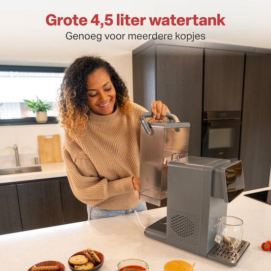 AoraKitchen Heetwaterdispenser - 4.5L - Kunststof - BPA vrij - 2500W - 36x18x33 cm - Grijs