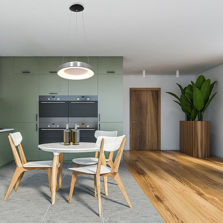 Hanglamp Ringlede 2695ZI Zilver rond 48cm, hoogte verstelbaar, gemaakt van kunststof en staal, Steinhauer modern design voor binnengebruik
