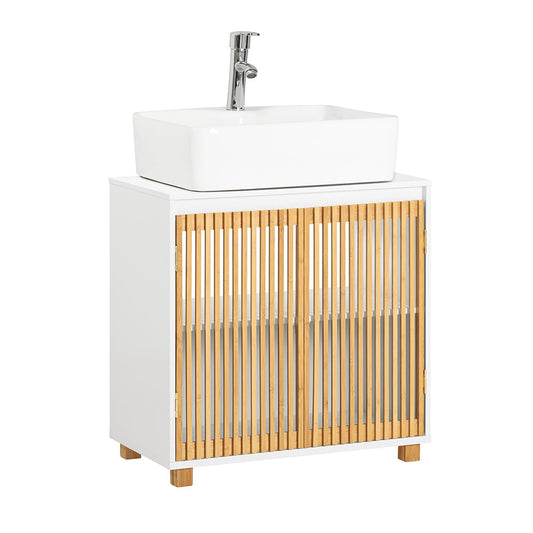 SoBuy BZR125-W Wastafel Onderkast - Wit - 2 Deuren - 60x33x60cm